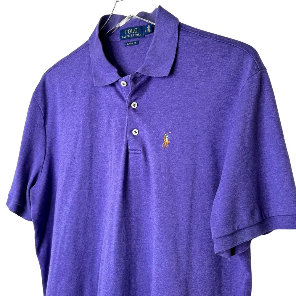 Polo Ralph Lauren Purple Classic Fit Polo T-shirt Large